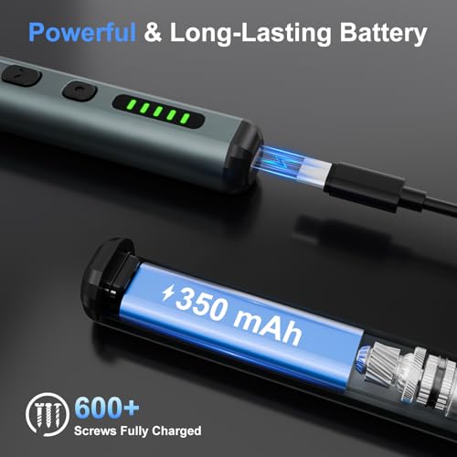 Image of STREBITO Mini Electric Screwdriver, 67 in 1 Precision Screwdriver Set - 50 S2 Magnetic Bits, 5 Torque Settings, 4 LED Lights, Electric Screwdriver Cordless for Electronics, PC, and Eyeglass