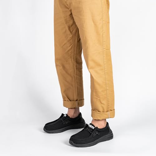 LARNMERN Men Non Slip Shoes Work Slip On Food Service Slip Resistant Shoe Kitchen Chef Loafers Boat Canvas Casual Walking Black2