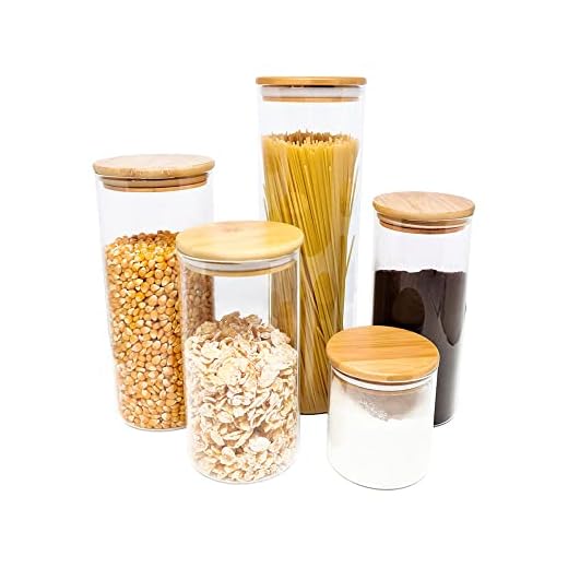 Oikos - potes de vidro para mantimentos com tampa de bambu 5 peças