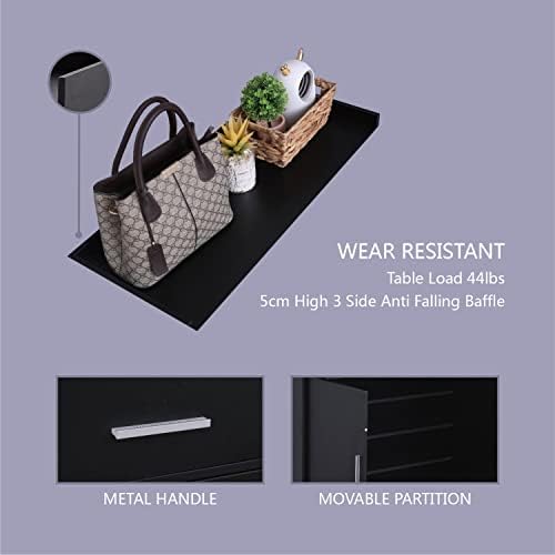 EROMMY Contemporary Shoe Cabinet, Sideboard, Side Cabinet with Drawer and Shelves for Living Room, Kitchen, Bedroom, Hallway, Home Storage Cabinet (Black)