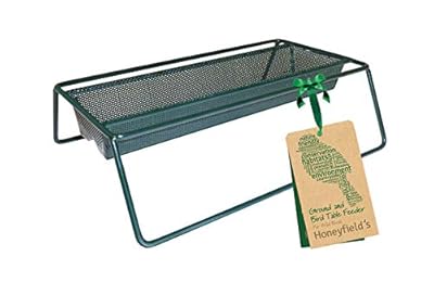 Honeyfields 71485597 Wild Bird Food Ground Feeder, For use in Garden & outdoors, bird seed, peanuts, mealworms, sunflower. Made of Metal, Easy Clean, Green, 15.0 cm*15.0 cm*7.0 cm