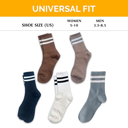 5 Pairs Women's Striped Crew Socks Ultimate Comfort Casual Socks for Women Size 5-10 Seamless Toe Style Soft Breathable Fit3