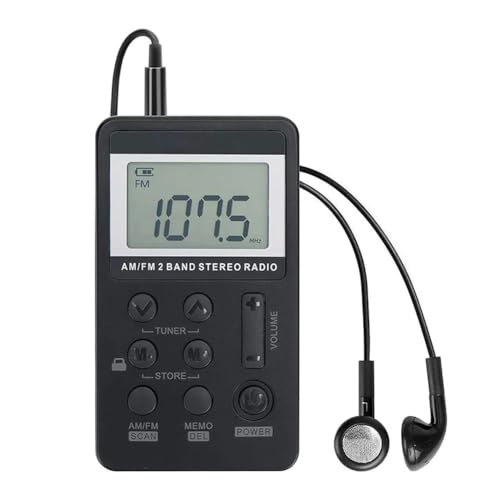 Agmoctz Radio PortáTil FM/Am Doble Banda EstéReo Digital Mini Receptor de Radio PortáTil con Pantalla LCD BateríA Recargable