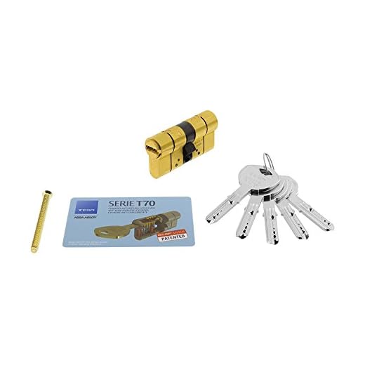 Tesa Assa Abloy Cilindro de Alta Seguridad, Llave - Leva Larga, Latonado, 35x35 mm
