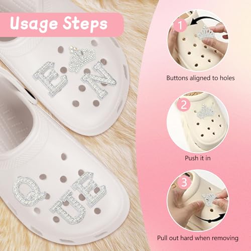 SANTUO Croc Charms Diamond Pearl Shoes Decorations for Jibbitz Crocs Bling Shiny Crocs Charms for Women Party Birthday Wedding DIY Clog Sandals Croc Accessories（Queen） - Image 6