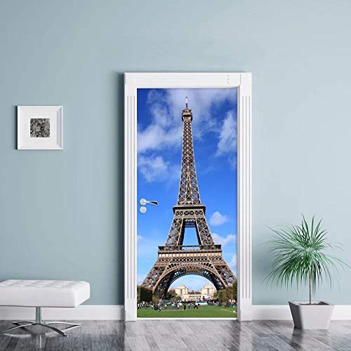 YQLKD Fototapete Türfolie Eiffelturm Ansicht Kleber DIY Türaufkleber Selbst-PVC Wasserdicht 3D Druck Foto 3 YQLKD Fototapete Türfolie Eiffelturm Ansicht Kleber DIY Türaufkleber Selbst-PVC Wasserdicht 3D Druck Foto 3