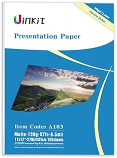 Uinkit 100 sheets Presentation Paper Matte 11x17 Double Sided 35 lb Photo 11 x 17 2 Sides Brochure Photos Picture Poster Playbill Flyer 6.5 Mil Double-Sided for laser and Inkjet Printers