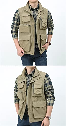 WSLCN Colete masculino leve para viagem ao ar livre, trabalho, pesca, fotografia com vários bolsos,
