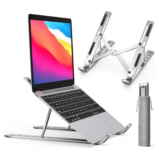 ivoler Soporte Portátil Mesa 6 Ángulos Ajustables, Aleación de Aluminio, Soporte Ordenador Portatil Ventilado Plegable para 10-15.6”Macbook, DELL, Chrome, Otros Portátiles y Tableta - Plata