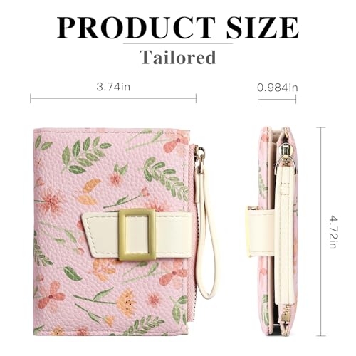 Image of RNIEGA Small Wallets for Women Bifold Vegan Leather Wallet RFID Blocking | Floral Pattern Card Holder with Zipper Pocket