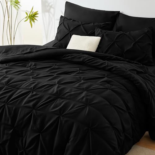 image for CozyLux Full Size Comforter Sets - 7 Pieces Comforter Full Size Black,