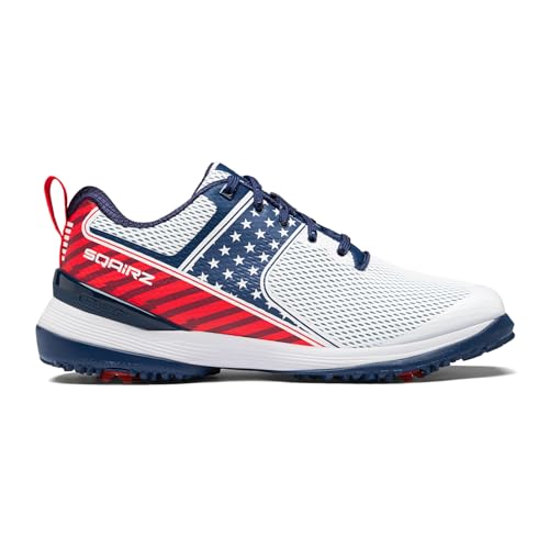 SQAIRZ Limited Edition Patriotic Women's Athletic Golf Shoes, Designed for Balance & Performance, Replaceable Spikes, Breathable with Spikes by SQAIRZ - Used condition - US$94.00