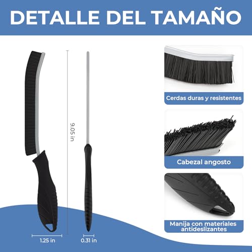 Cleangor Cepillo para Limpiar Juntas, Cepillo Limpieza Hogar y Mango Ergonómico, Cepillos Cerdas Duras, Cepillos de Limpieza de Grietas para Duchas, Cocinas, Inodoros (6, Negro) - imagen 8