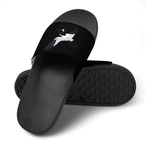 Snowy Crane Bird Unisex Shower Shoes House Slippers Non-Slip Indoor Bathroom Shoes for Pool Beach 37 (235mm)4