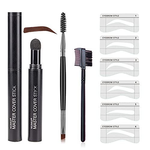 Shxiuminy Eyebrow Stamp and Stencil Kit-13 in 1 Eyebrow Stamp Shaping Kit Professional Eyebrow Powder Stamp Waterproof Long Lasting Instantly Color(black)
