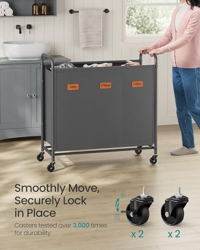 SONGMICS-3-Section-Laundry-Sorter-Laundry-Hamper-with-Wheels-Rolling-Clothes-Hamper-Cart-with-Large-Capacity-and-Removable-Bags-for-Laundry-Room-Bedroom-Bathroom-Slate-Gray-URLS330G01-Rolling-Clothes-