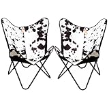 Comfytack HILASON Genuine Leather Butterfly Chair Folding Lounge Modern Sling Accent Seat |Genuine