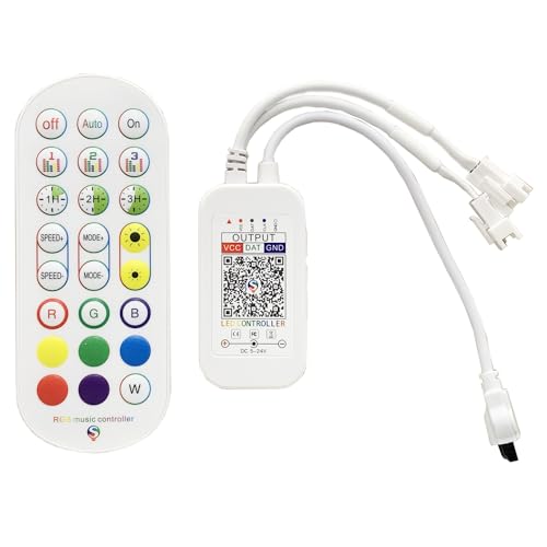 TOPXCDZ WS2811 WS2812B LED Strip Lights Controller DC 5V 12V 24V Dream Colour RGB 24Key Infrared Controller Bluetooth App Remote Control Built-in Mic Music Sync Indoor Usage - Image 2