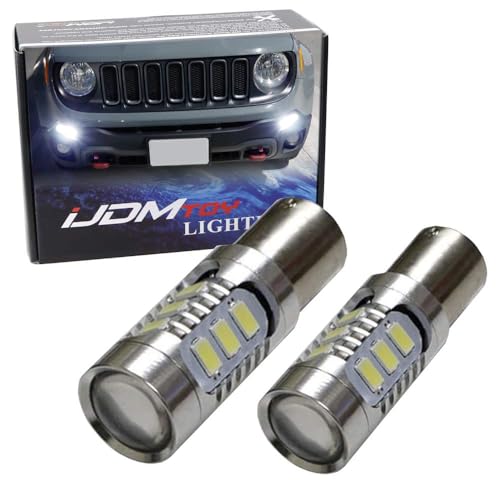 iJDMTOY White 1157 2357 Replacements Compatible with 2015-2018 Pre-LCI Jeep Renegade D.R.L