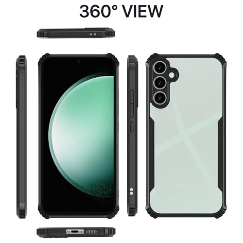 Image of Pikkme Crystal Clear Transparent Back | Ultra Hyrbid | Full Camera Protection | Raised Edge | Bumper Back Case for Samsung Galaxy S24 FE 5G (Black)