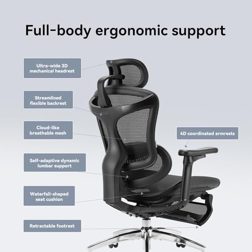 Image of SIHOO Doro C300 Ergonomic Office Chair with Footrest, Ultra Soft 3D Armrests, Dynamic Lumbar Support for Home Office Chair, Adjustable Backrest Desk Chair, Swivel Big and Tall Computer Chair (Black)
