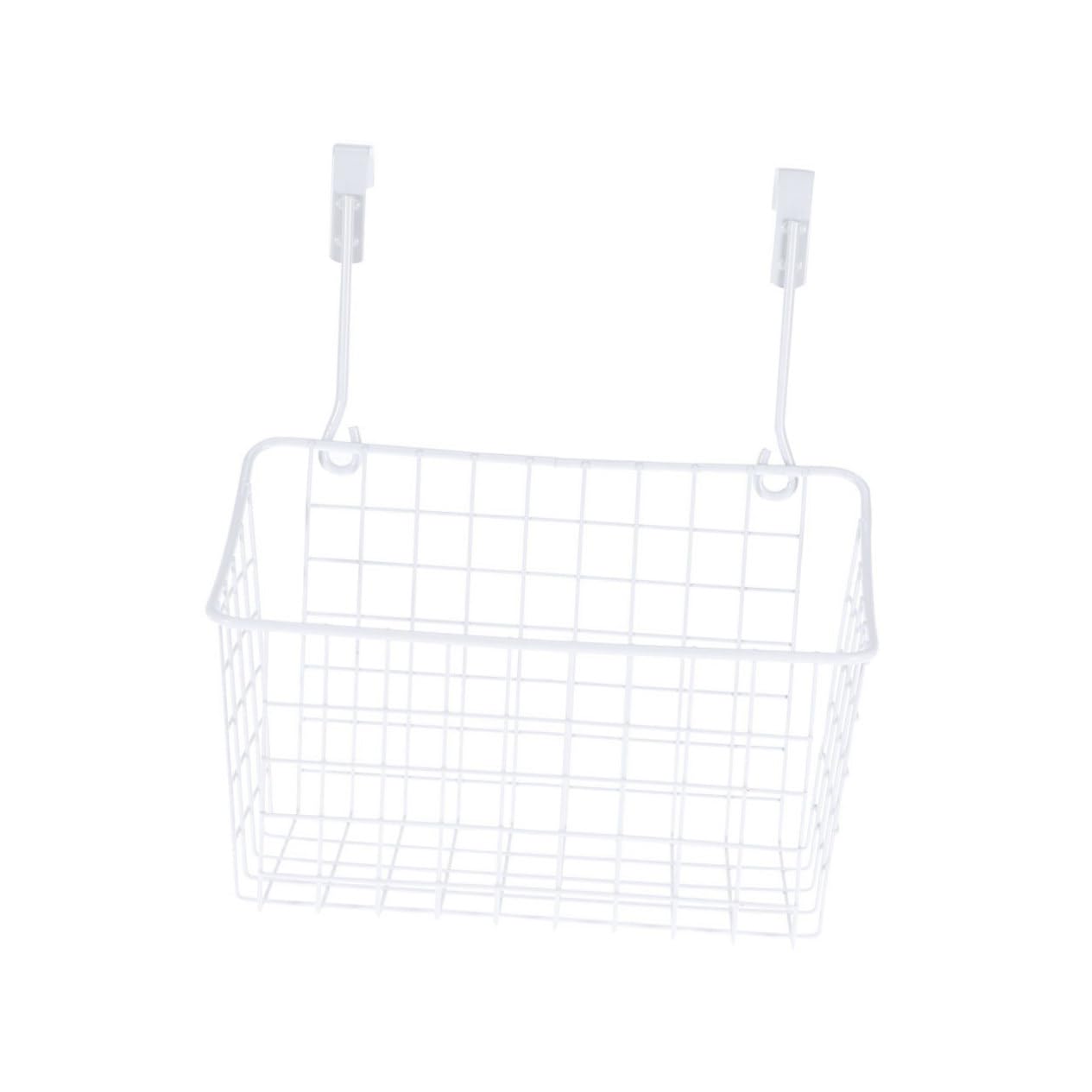 MUCKLILY Cabinet Storage Basket Organizer White Hanging Rack for Kitchen Bathroom Office Over Door Design Maximizes Space Easy Installation Ventilated Hollowed Design