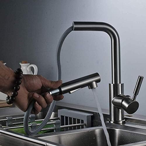 Robinet d'eau chaude et froide en nickel brossé à poignée unique avec tirette de haute qualité