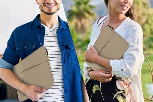 Image of 15.6 inch Laptop Sleeve, Shockproof Protective Computer Carrying Cover with Front Pocket, Briefcase Handbags Laptop Case for 15.6 inch HP, Dell, Acer, Asus, Notebook, Khaki