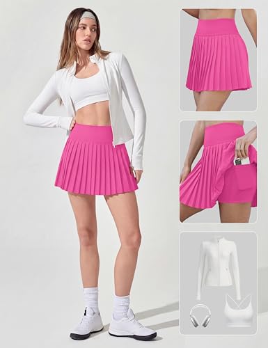 Image of Alaroo Pleated Tennis Skirt for Women with Pockets Shorts Skort | High Waisted Golf Athletic Skorts Running Workout Skirts
