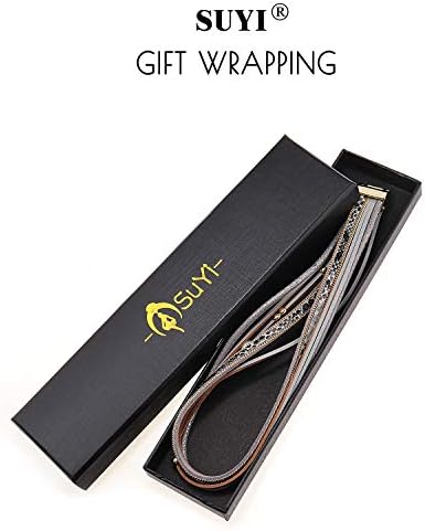 Suyi Leather Bracelet for Women Leopard Multilayer Wrap Bracelet Boho Birthday Gift