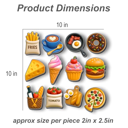 Image of Regalo Casila Cute Food Fridge Magnets Set of 12 Strong Magnetic Decorative Kitchen Magnets for Refrigerator Wooden Glossy Cartoon Fridge Sticker Set for Home Office School