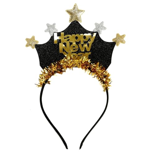 BinaryABC Happy New Year Headband Tiara, Eve Hair Hoop Hairbands Headdress Accessories, 2025 Party Supplies