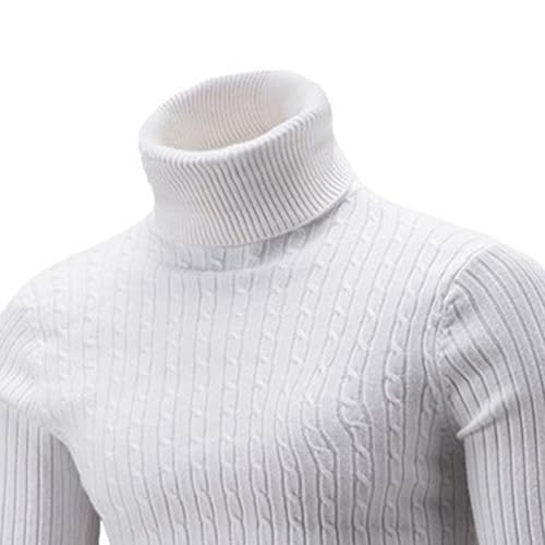 2 Pack Men's Turtleneck Sweaters Long Sleeve Cable Knitted Pullover Sweater Slim Fit Lightweight Thermal Knit Tops3