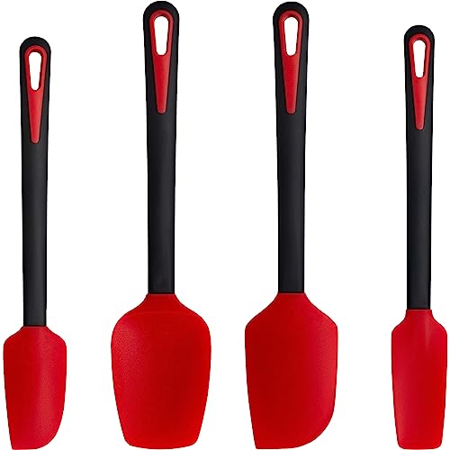 Maxjoy Silicone Spatula Set for Cooking Baking Mixing Food Grade Heat Resistant Kitchen Utensils 4 Pack Red Black
