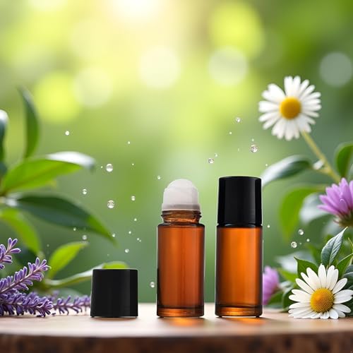 Calsgkspray 2 Pcs Brown 50ml Glass Essential Oil Roller Bottles Refillable Roll on Bottles Empty Deodorant Bottle Containers Rollerball, Roller Refillable Containers Tools and Accessories