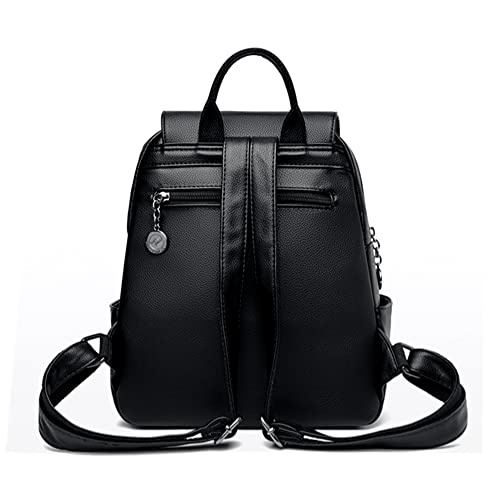 Mochila feminina PU couro macio YYXB-807 (Preto)