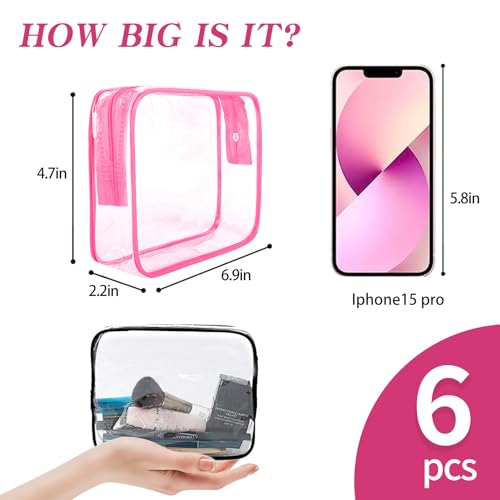 ZHOOGE Clear Travel Toiletry Bag Clear Makeup Bag, Cosmetic Toiletry Bag - TSA Approved Clear Makeup Organizer for Travel, Quart Size Bag Carry on Airport Airline Compliant Bag, 6 Color - Thumbnail 3