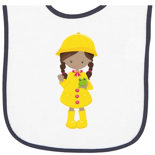 inktastic African American Girl, Raincoat, Rain, Boots, Baby Terry Cloth Bib