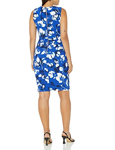 Calvin Klein Women's Sleeveless Princess Seamed Sheath Dress, Regatta Multi, 10 #TOP1