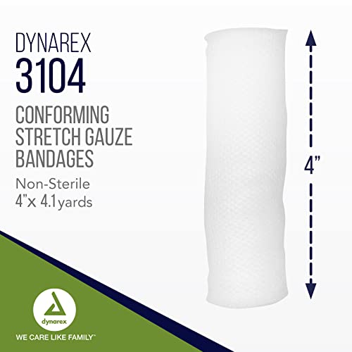 Dynarex Stretch Gauze Bandages, 4" X 4.1 Yds, Non-Sterile & Latex-Free, Wound Care In Medical And Home Environments, 1 Box Of 12 Dynarex Stretch Gauze Bandages #TOP1