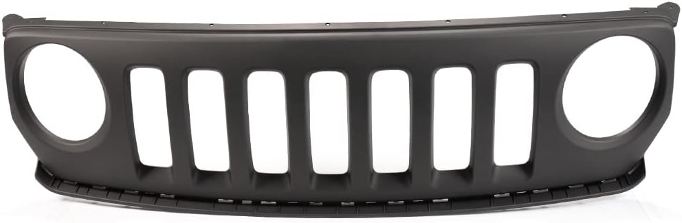 PIT66 Primed Grille Compatible with Jeep Patriot 2011 2012 2013 2014 2015 2016 2017 ABS Plastic 68091526AA, CH1200343C Black