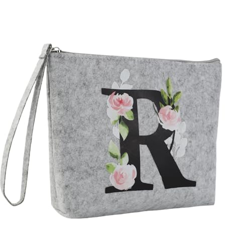 Blisswave Sintió Neceser Personalizado, con Nombre de La A a la Z, Cremallera Metálica, Diseño de Impresión Exquisito, con Forro Resistente a Las Manchas, Regalos Personalizados