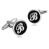 AMDXD - Gemelos para hombre (1,4 x 1,4 cm), color negro y blanco (idea de regalo para hombre), Acero inoxidable