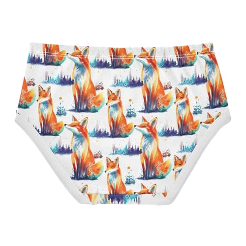Joisal Personalized Toddler Underwear Floral 2t Cotton Little Girl Panties Cute Watercolor Fox Orange Underpants Briefs2