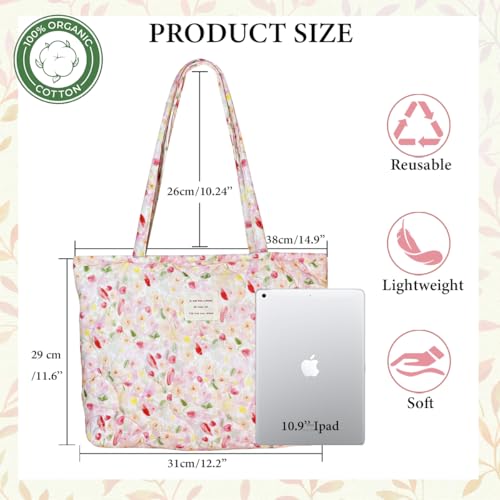 Image of Sunwel Fashion Top Zipper Floral Quilted Bag Small Tote Bag for Women