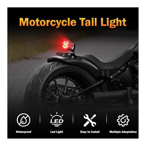 Feu arrière de moto à LED avec support de plaque d'immatriculation pour Chopper - 7