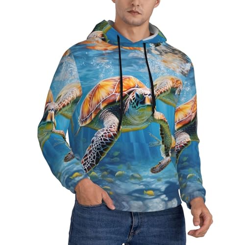 Sweat à capuche tortues de mer noir polyvalent toutes saisons 4XL