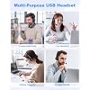 New bee Headphone Stand White & Wired USB Headset with Microphone for PC Call Centre Work Computer Gaming Office Phone