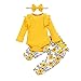 ZOEREA Bébé Fille Ensemble de Vêtements 3 Pièces Mode Manches Longues Barboteuse Combinaison à Volants + Pantalon à Fleurs + Bandeau Enfants Tenues Set