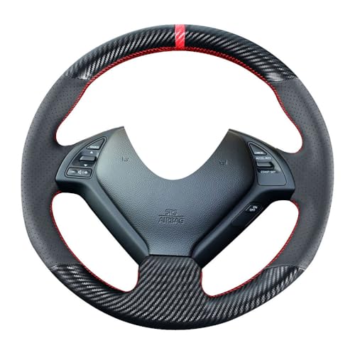 Kivnto Fundas de volante de fibra de carbono para Infiniti G37 2008-2013 / G25 EX35 EX25 EX37 Q60 2014 QX50 Q40 IPL G G35 Sport 15' costura cuero interior accesorios